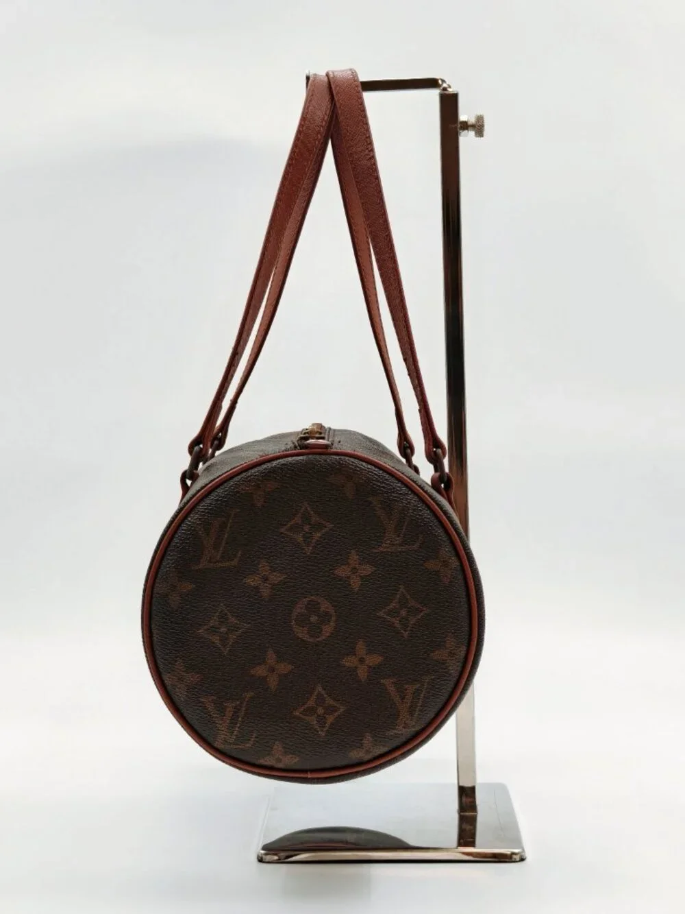 Louis Vuitton Monogram Papillon 30 Barrel Shoulder Bag Brown Canvas Vintage